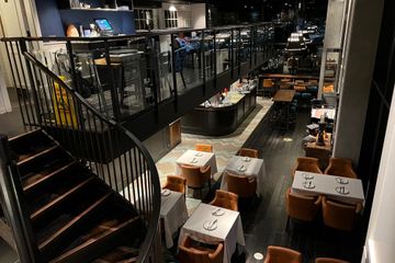 London  Restaurant Mezzanine Area with booths image 2